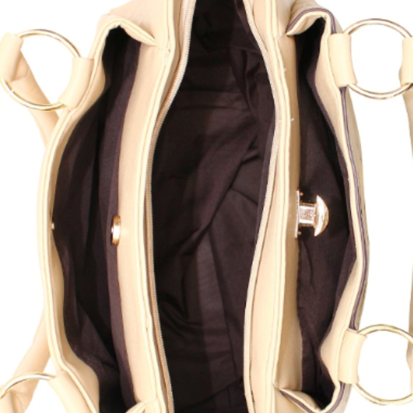 NEW Taupe Vegan Leather Handbag - Picture 6 of 8